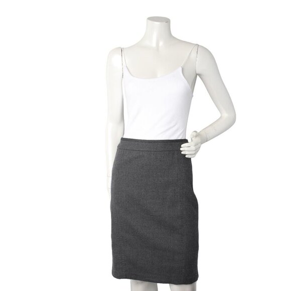 Ted Baker Wool Pencil Skirt Fitted Ruffled Back Office Classic Designer Grey - Picture 13 of 13